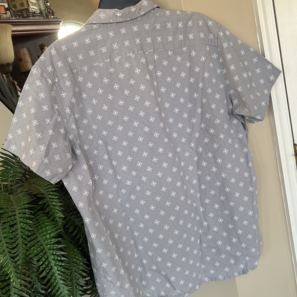 J. Ferrar Slim Fit Button Down Short Sleeved Shirt Pearl Snap Geometric Gray - Picture 10 of 13